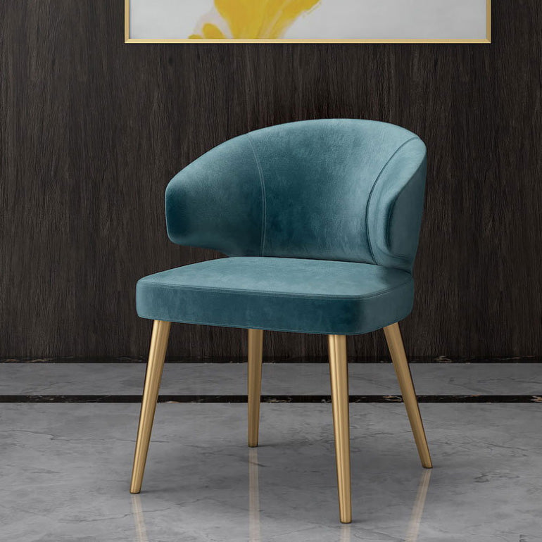 Fabric Glam Style Side Chair Wingback Arm Chair with Gold Legs