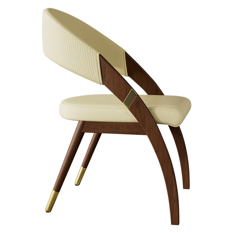 Open Back Contemporary Arm Chair Home Solid Wood Dining Chair