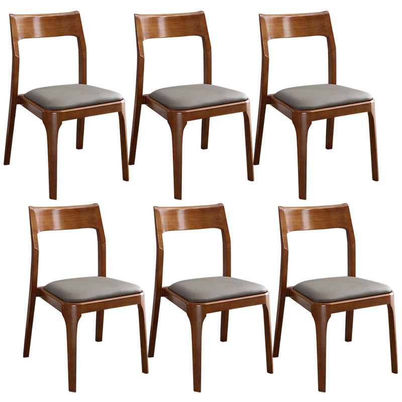 Modern Upholstered Armless Chair Home Solid Wood Dining Chair