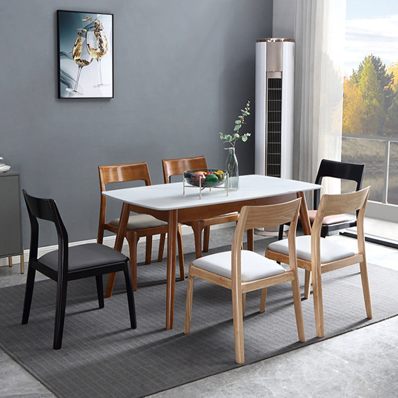 Modern Upholstered Armless Chair Home Solid Wood Dining Chair