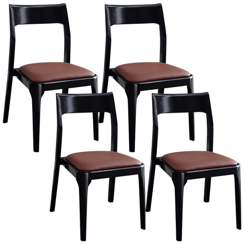 Modern Upholstered Armless Chair Home Solid Wood Dining Chair