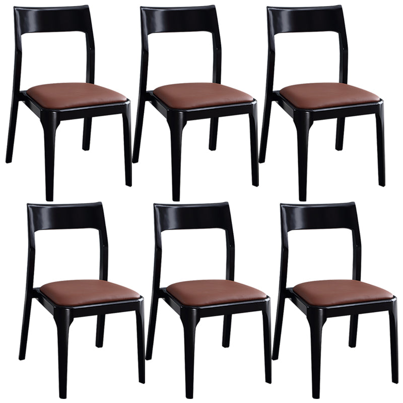 Modern Upholstered Armless Chair Home Solid Wood Dining Chair