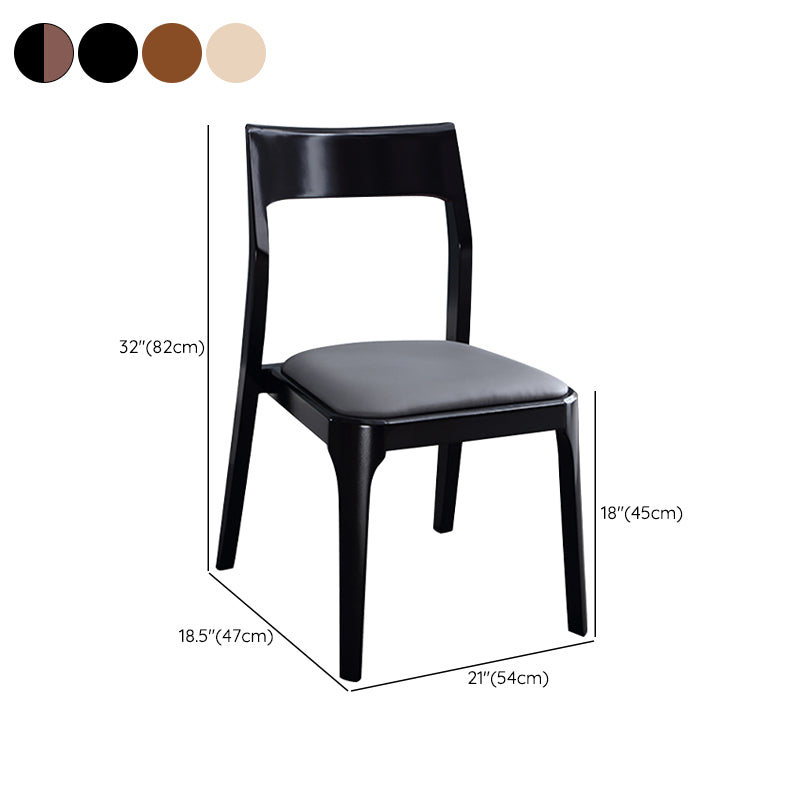 Modern Upholstered Armless Chair Home Solid Wood Dining Chair