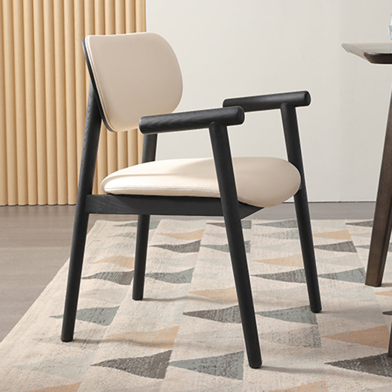 Modern Indoor Upholstered Arm Chair Home Solid Wood Dining Chair