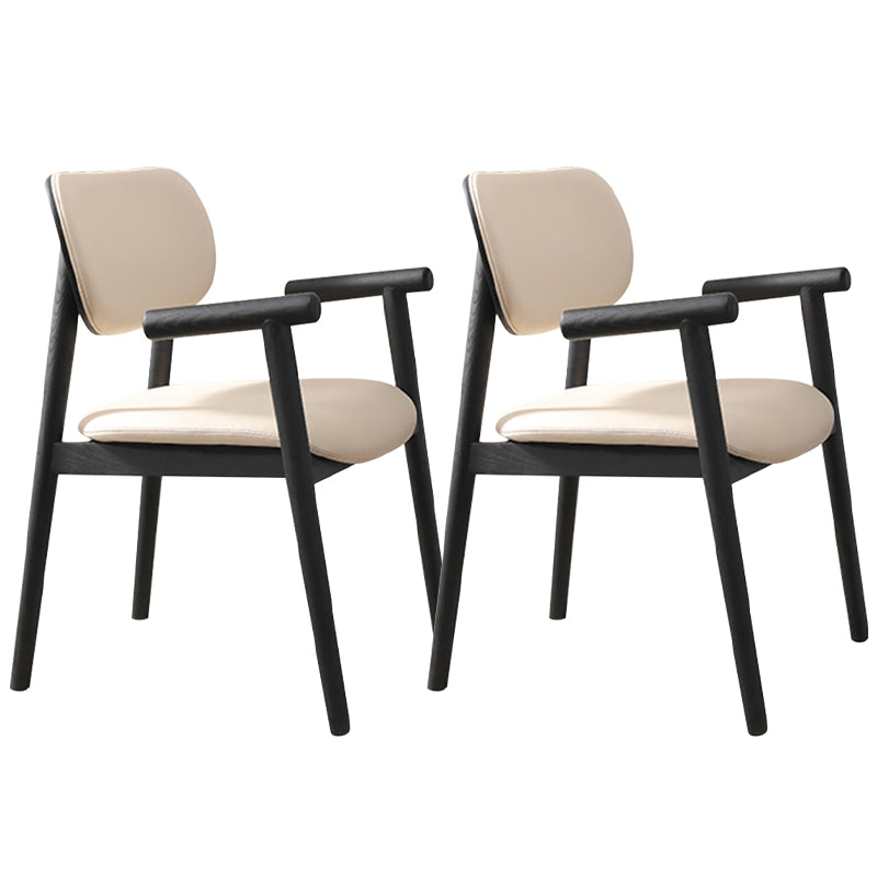 Modern Indoor Upholstered Arm Chair Home Solid Wood Dining Chair