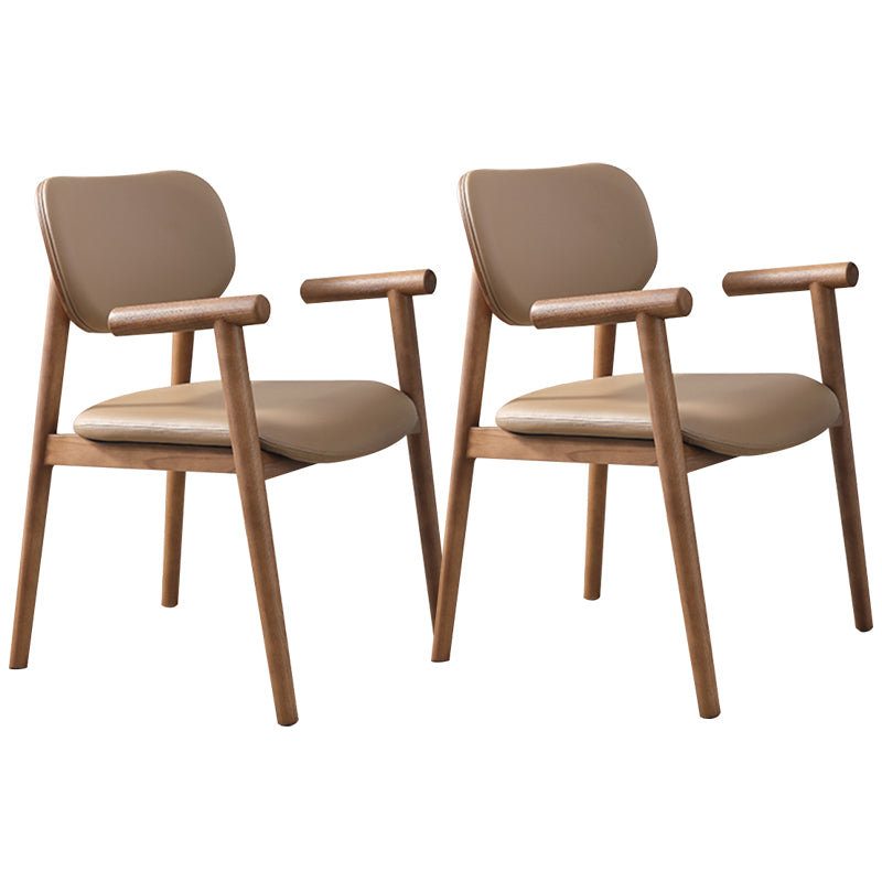 Modern Indoor Upholstered Arm Chair Home Solid Wood Dining Chair