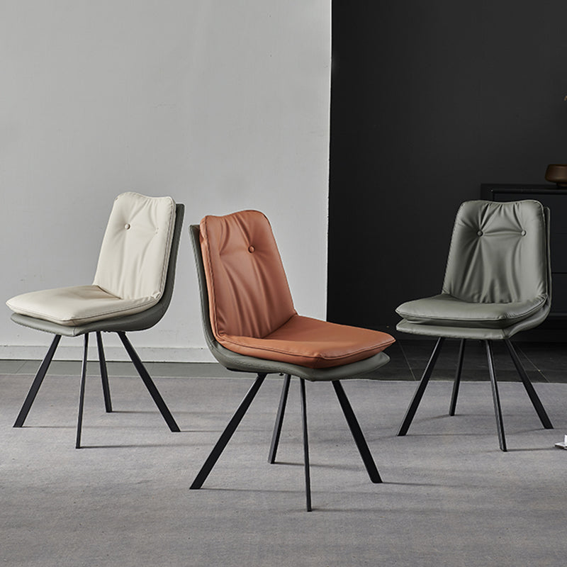 Home Faux Leather Side Chair Armless Dining Chairs in Black Legs