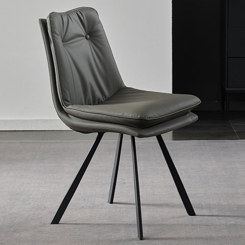 Home Faux Leather Side Chair Armless Dining Chairs in Black Legs