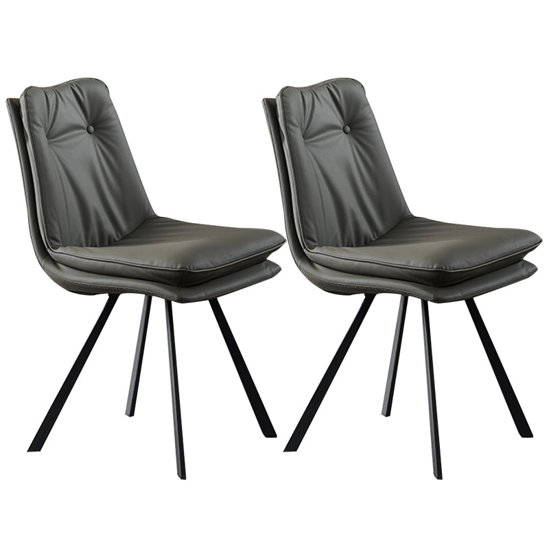 Home Faux Leather Side Chair Armless Dining Chairs in Black Legs