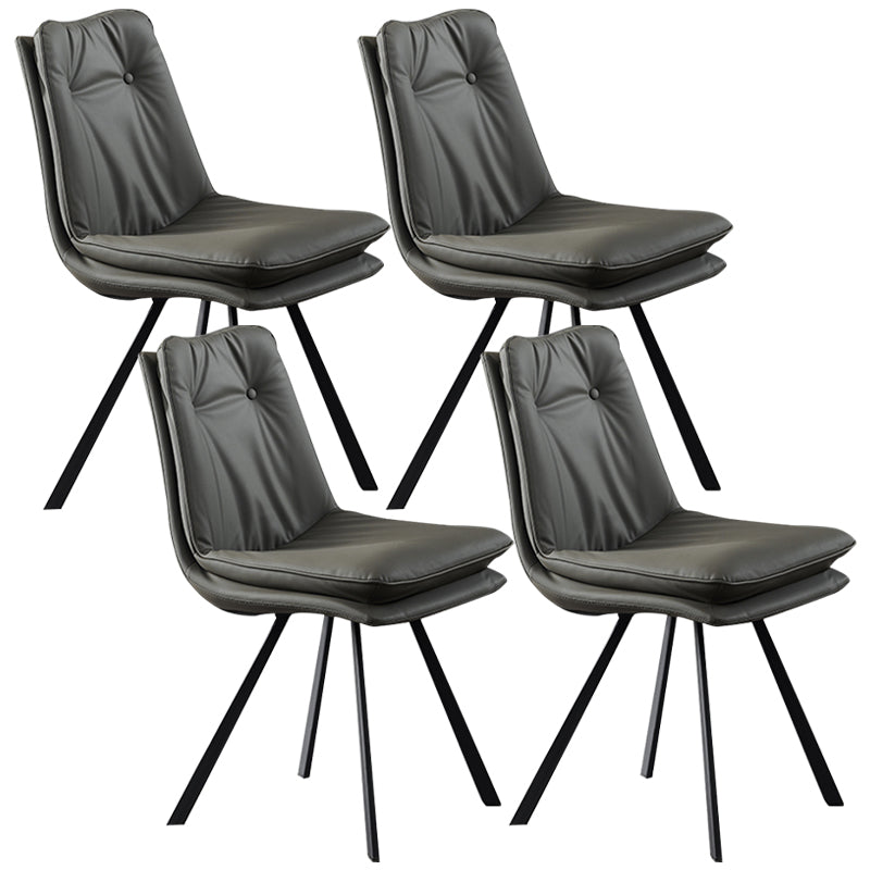 Home Faux Leather Side Chair Armless Dining Chairs in Black Legs