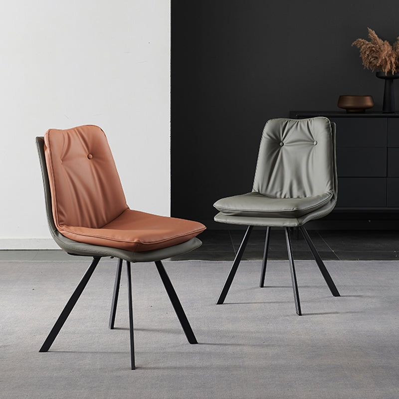 Home Faux Leather Side Chair Armless Dining Chairs in Black Legs