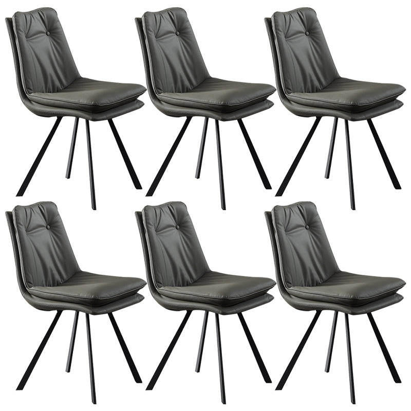 Home Faux Leather Side Chair Armless Dining Chairs in Black Legs