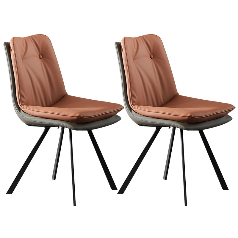 Home Faux Leather Side Chair Armless Dining Chairs in Black Legs