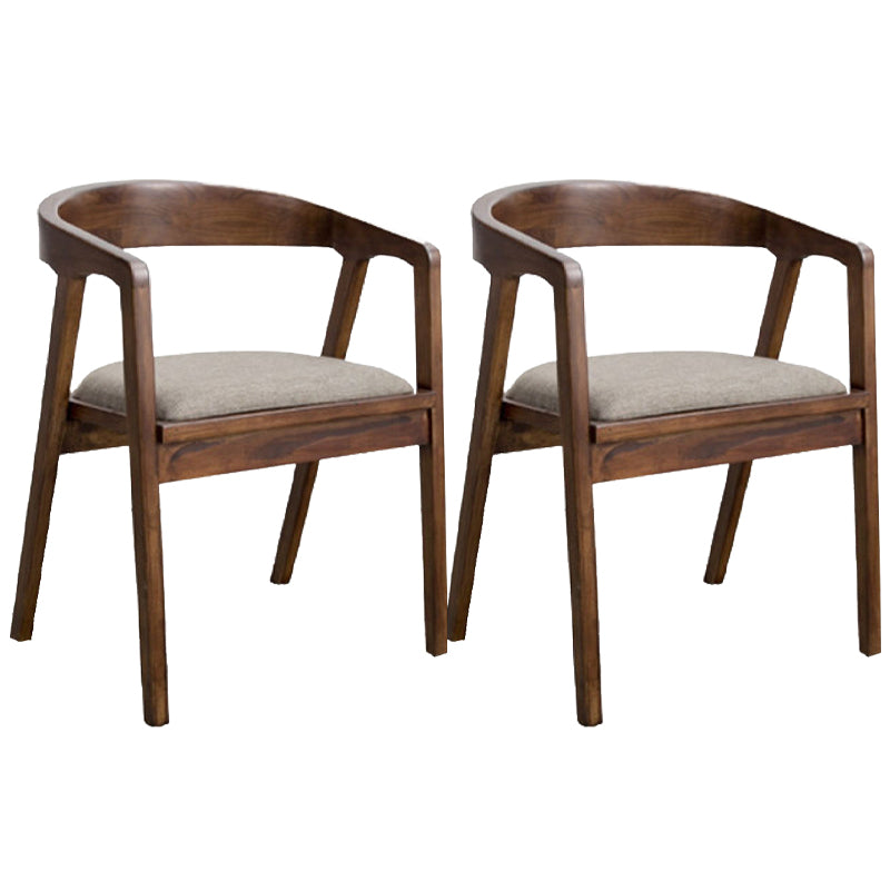 Contemporary Home Dining Chair Rubberwood Upholstered Arm Chair