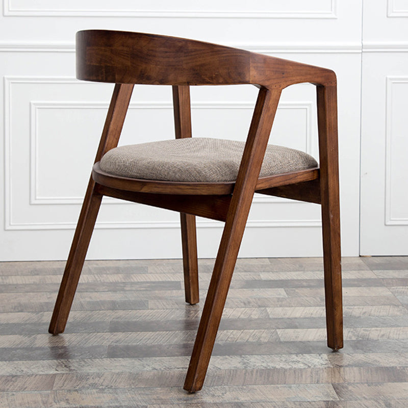 Contemporary Home Dining Chair Rubberwood Upholstered Arm Chair