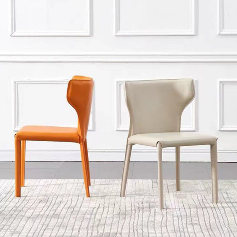 Faux Leather Dining Chair Modern Style Wingback Armless Chair