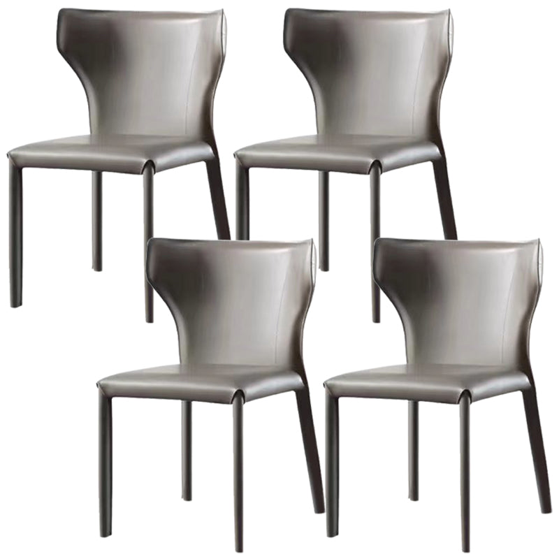 Faux Leather Dining Chair Modern Style Wingback Armless Chair