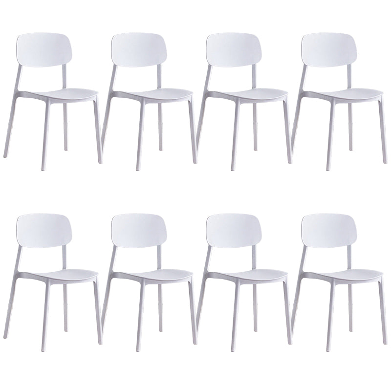 Plastic Dining Chair Modern Style Open Back Dining Armless Chair
