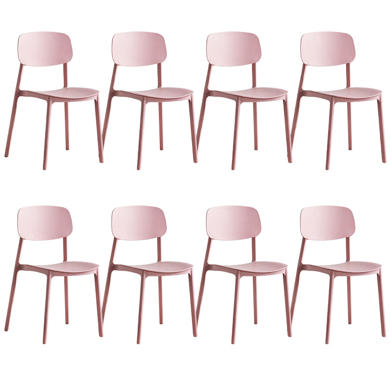 Plastic Dining Chair Modern Style Open Back Dining Armless Chair