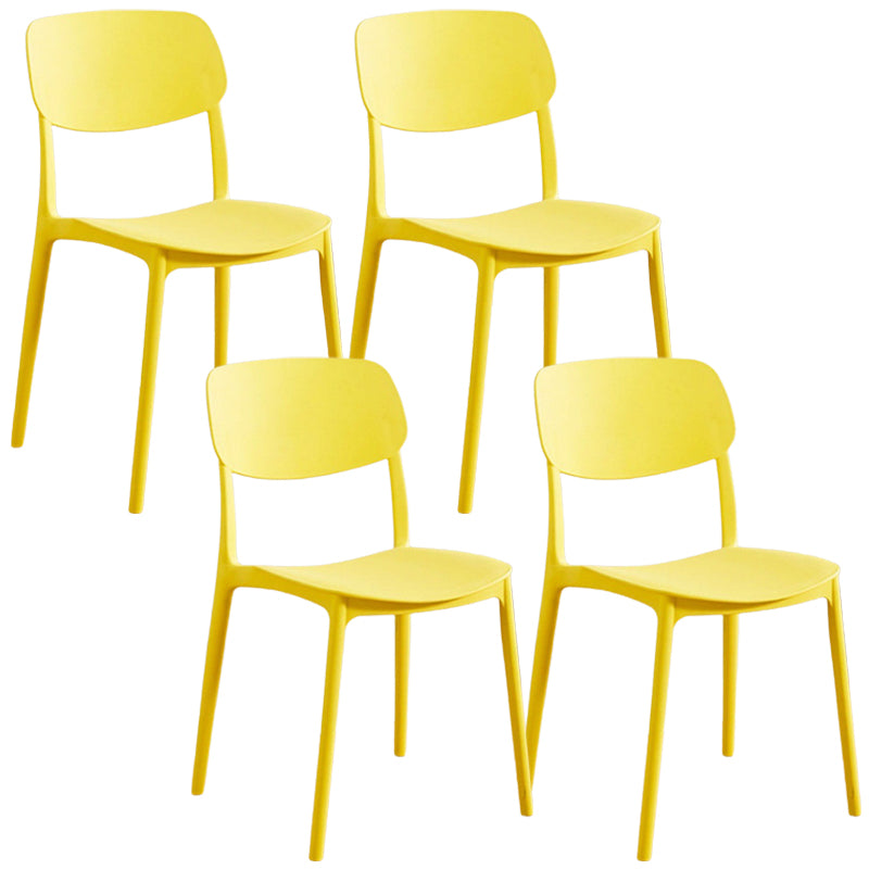 Plastic Dining Chair Modern Style Open Back Dining Armless Chair