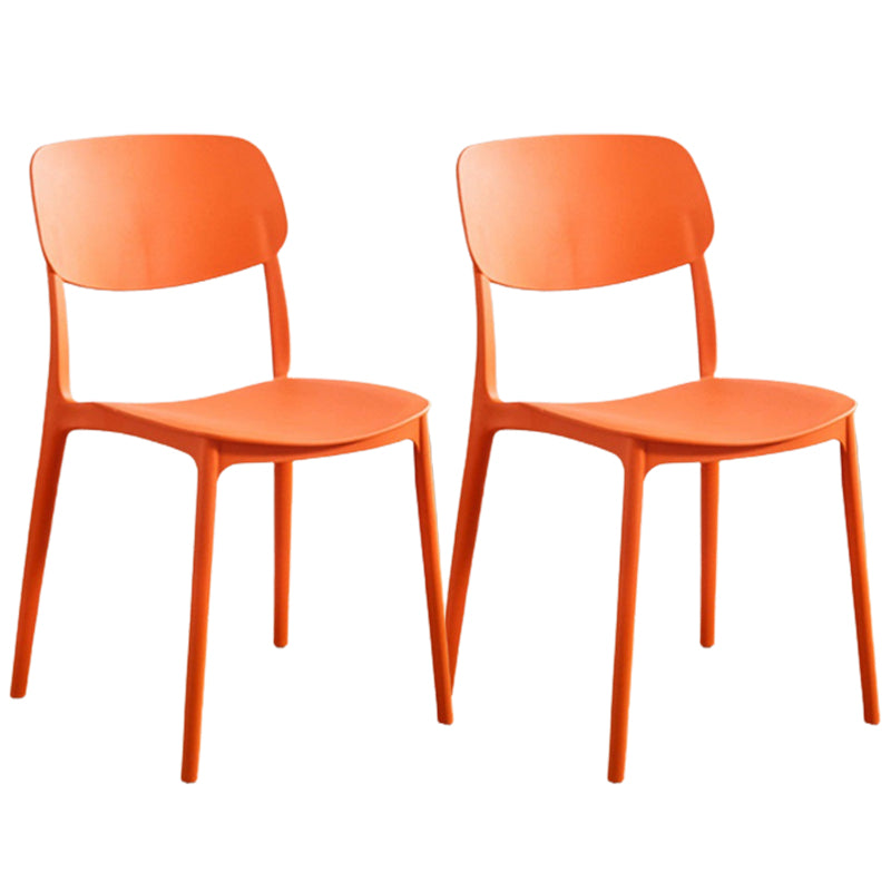 Plastic Dining Chair Modern Style Open Back Dining Armless Chair