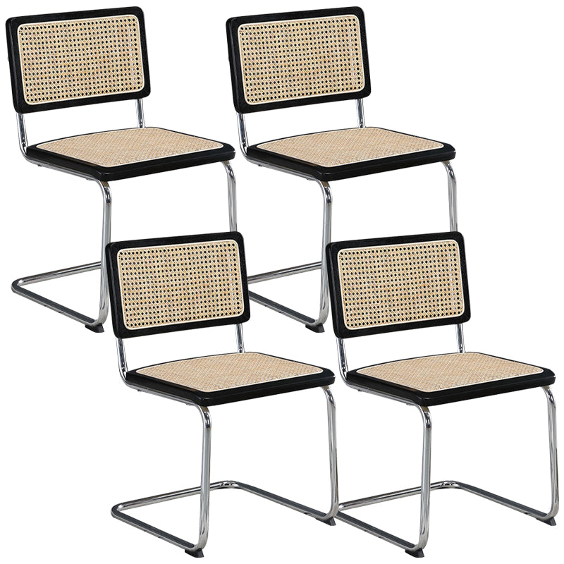 Metal Side Chair Modern Style Open Back Armless Chair with Silver Leg