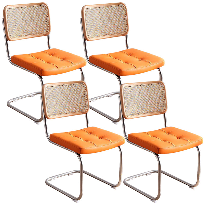 Metal Side Chair Modern Style Open Back Armless Chair with Silver Leg