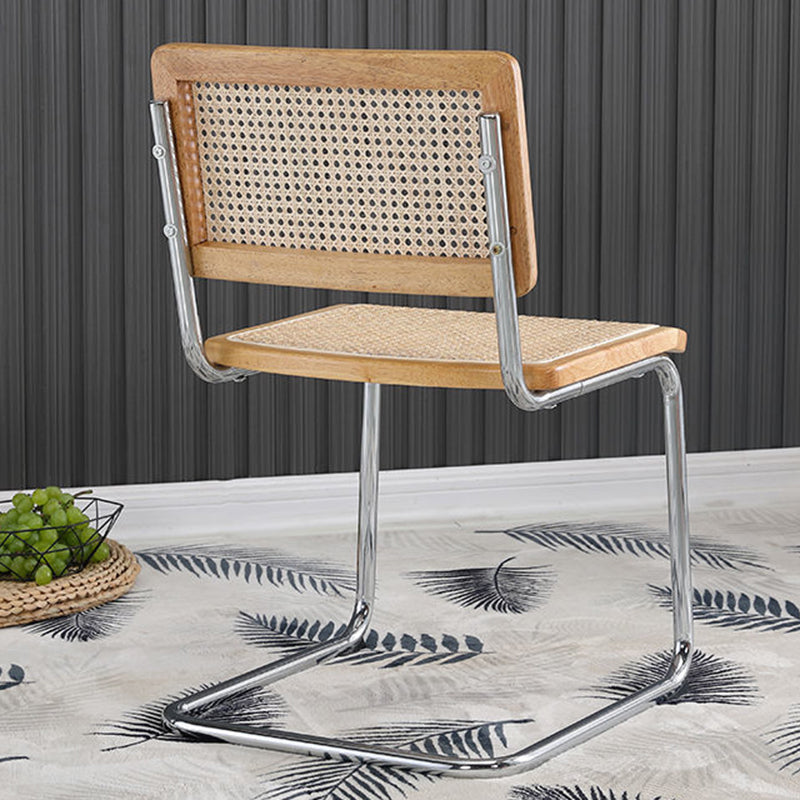 Metal Side Chair Modern Style Open Back Armless Chair with Silver Leg