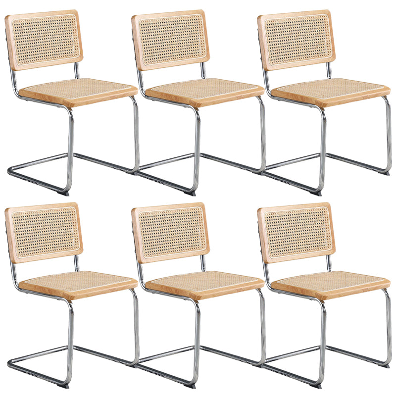 Metal Side Chair Modern Style Open Back Armless Chair with Silver Leg