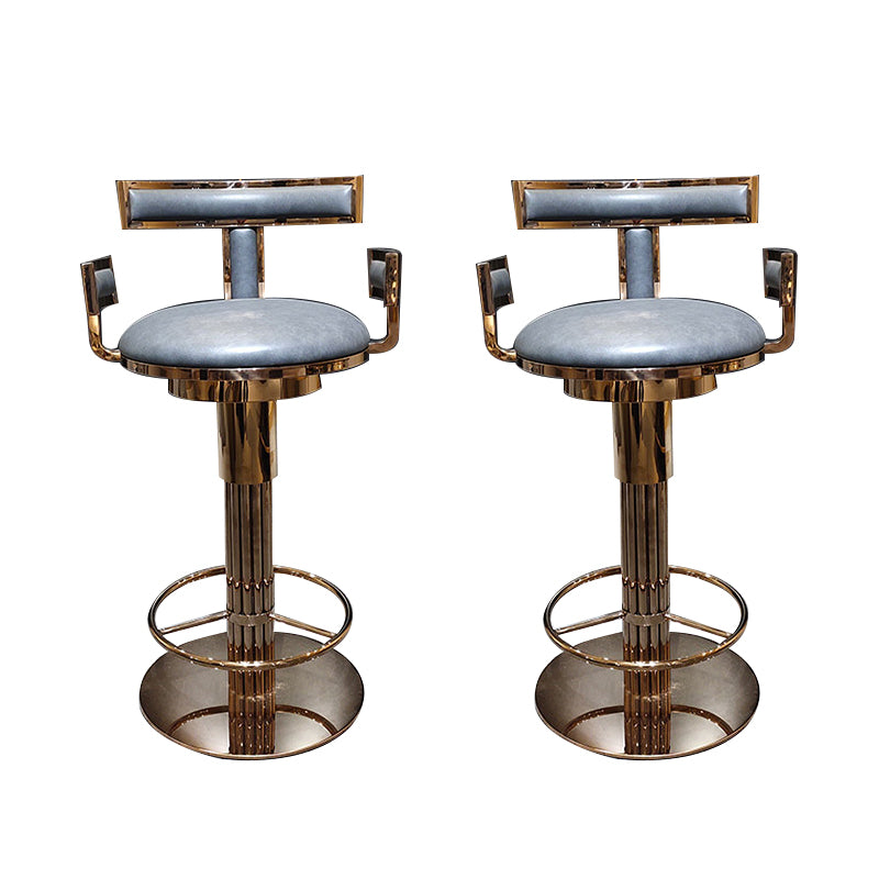 Glam Style Bar Stool Leather Backrest Bar Stools for Dining Room with Metal Base