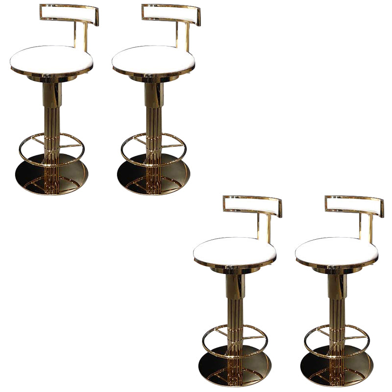 Glam Style Bar Stool Leather Backrest Bar Stools for Dining Room with Metal Base