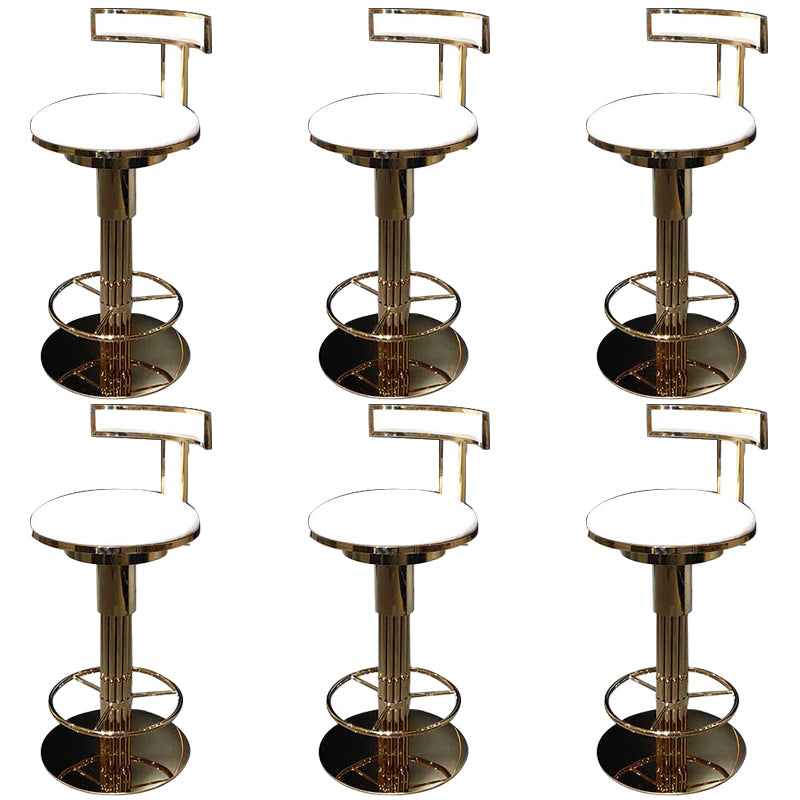 Glam Style Bar Stool Leather Backrest Bar Stools for Dining Room with Metal Base