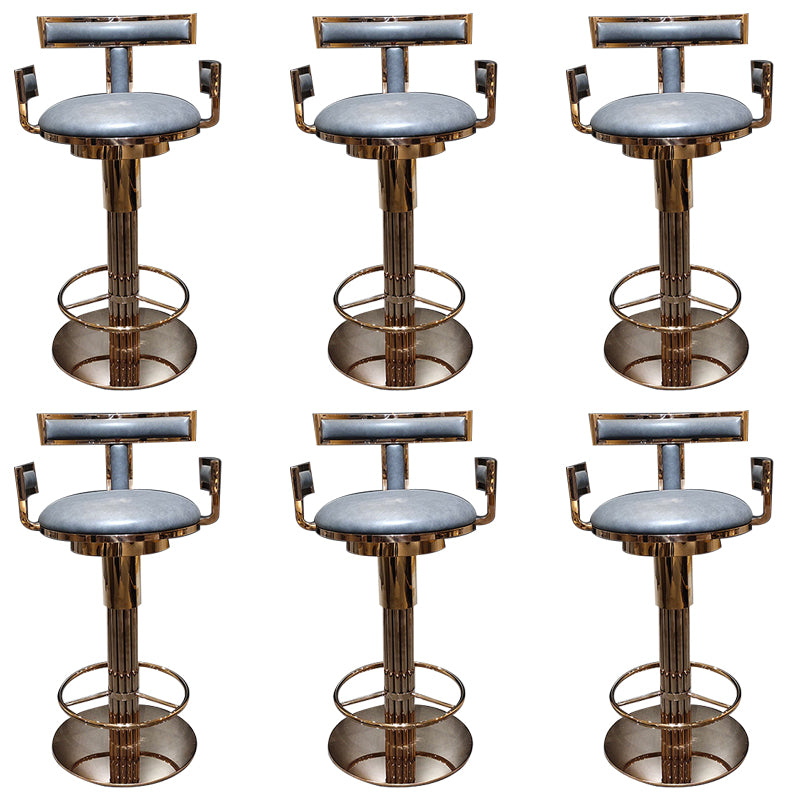 Glam Style Bar Stool Leather Backrest Bar Stools for Dining Room with Metal Base