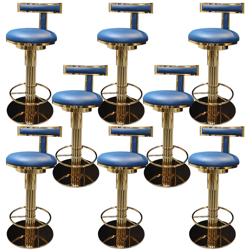 Glam Style Bar Stool Leather Backrest Bar Stools for Dining Room with Metal Base