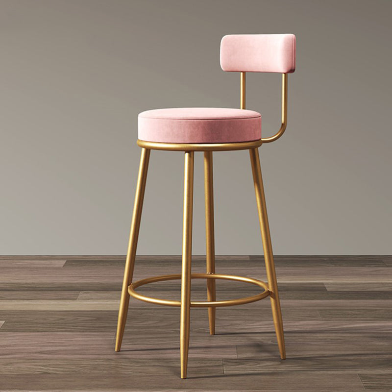 Glam Style Bar Stool Upholstered Bar Stools for Dining Room with Gold Frame