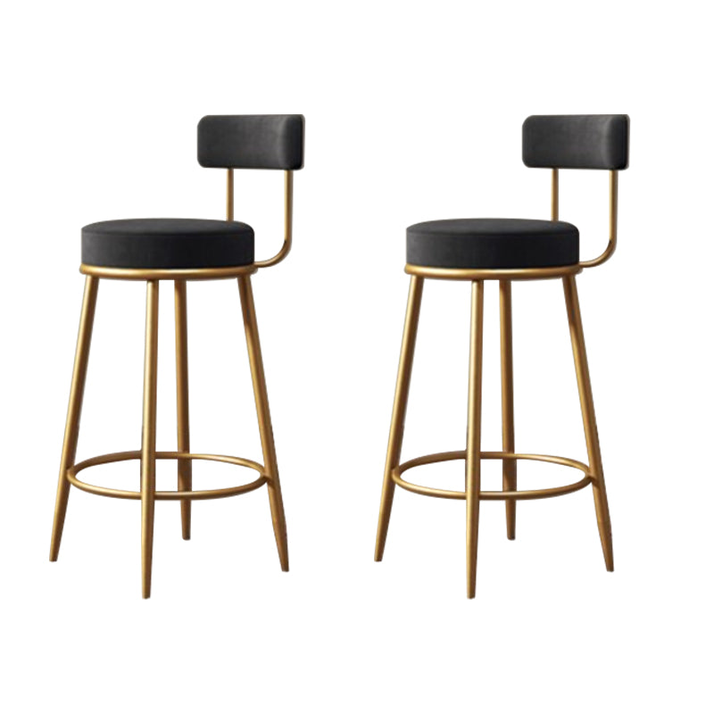 Glam Style Bar Stool Upholstered Bar Stools for Dining Room with Gold Frame