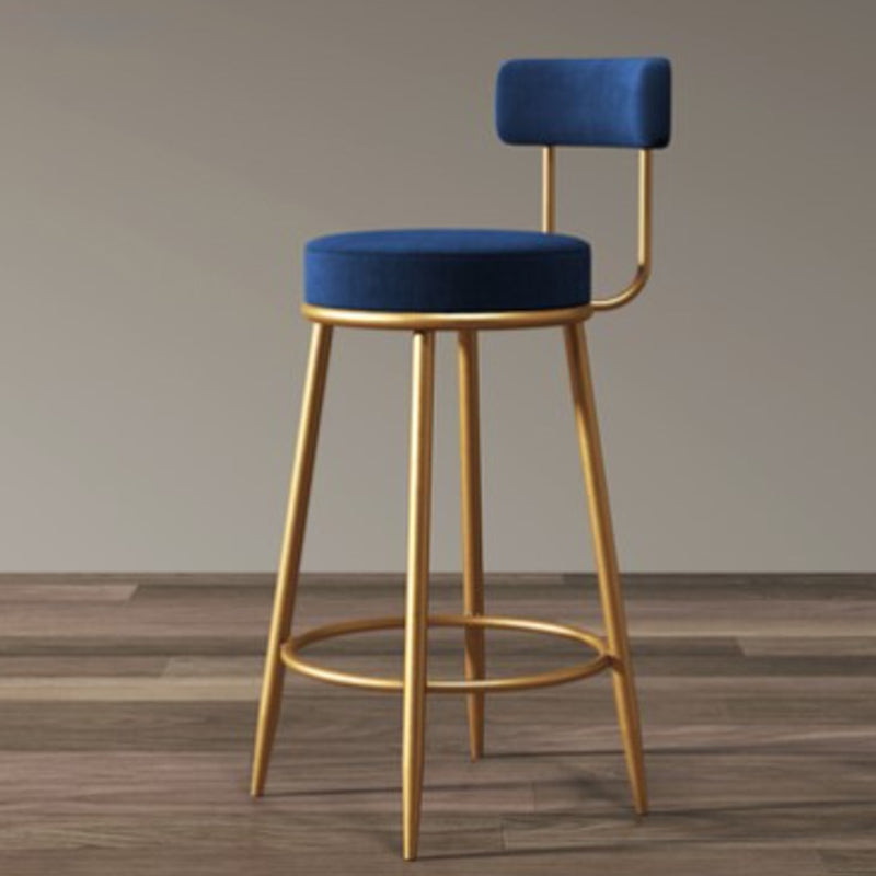 Glam Style Bar Stool Upholstered Bar Stools for Dining Room with Gold Frame