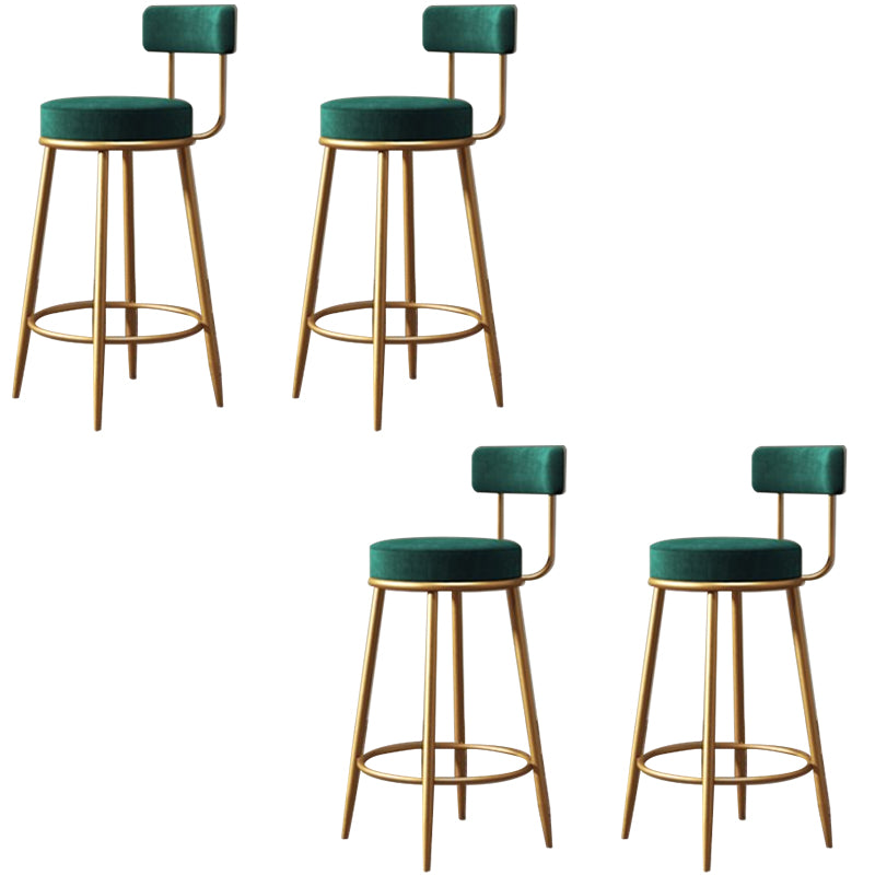 Glam Style Bar Stool Upholstered Bar Stools for Dining Room with Gold Frame