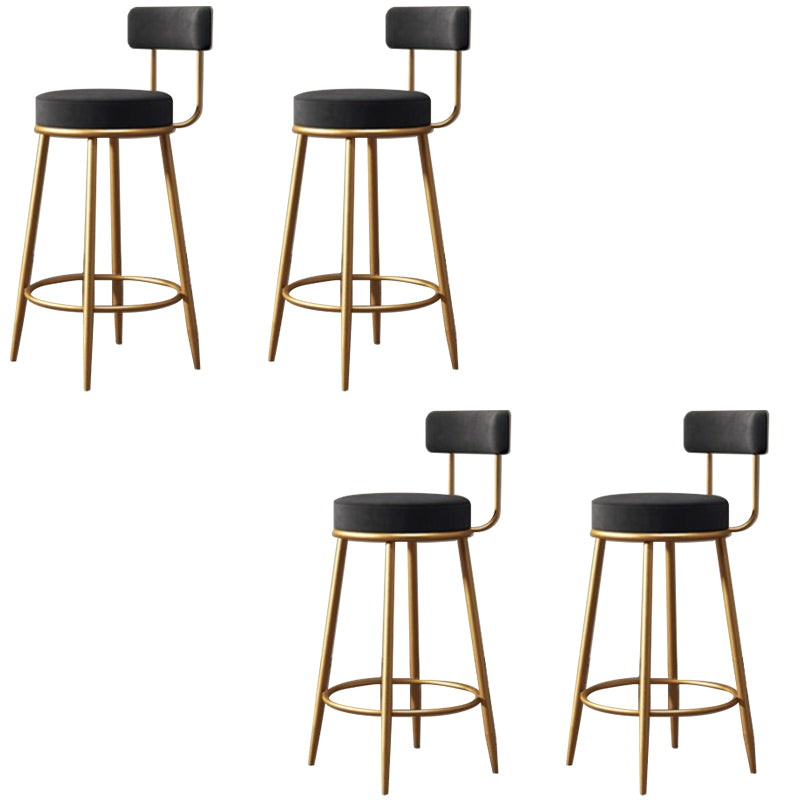 Glam Style Bar Stool Upholstered Bar Stools for Dining Room with Gold Frame
