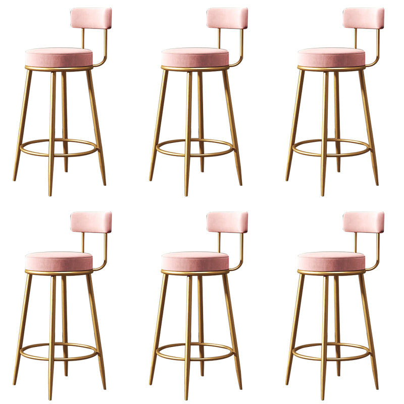 Glam Style Bar Stool Upholstered Bar Stools for Dining Room with Gold Frame