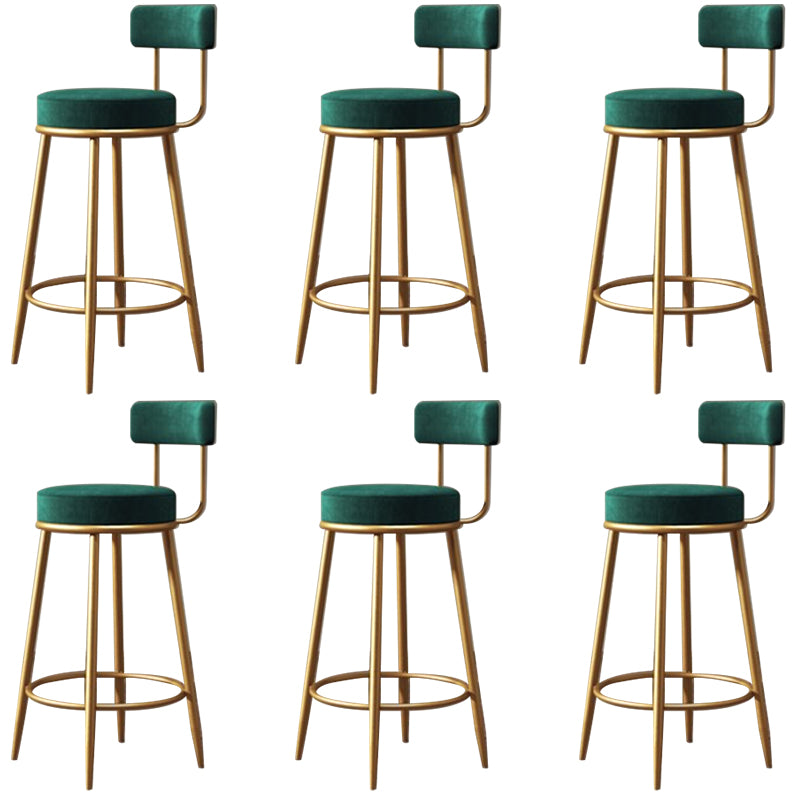 Glam Style Bar Stool Upholstered Bar Stools for Dining Room with Gold Frame