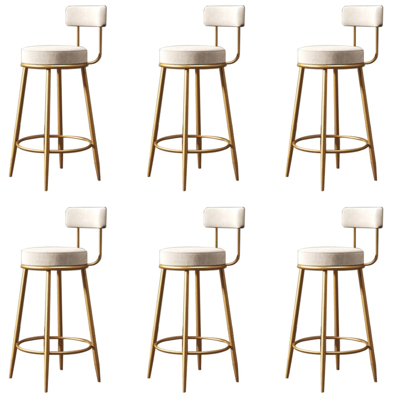 Glam Style Bar Stool Upholstered Bar Stools for Dining Room with Gold Frame