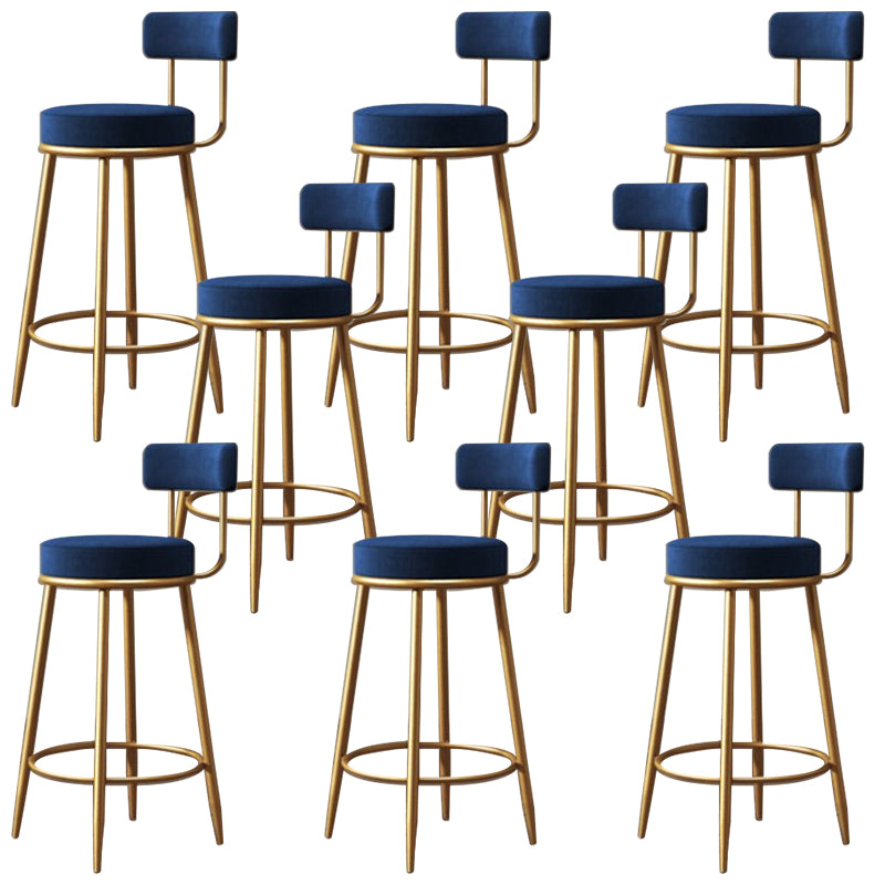 Glam Style Bar Stool Upholstered Bar Stools for Dining Room with Gold Frame