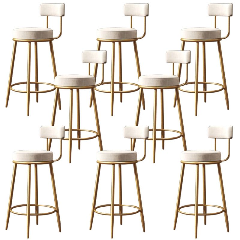 Glam Style Bar Stool Upholstered Bar Stools for Dining Room with Gold Frame