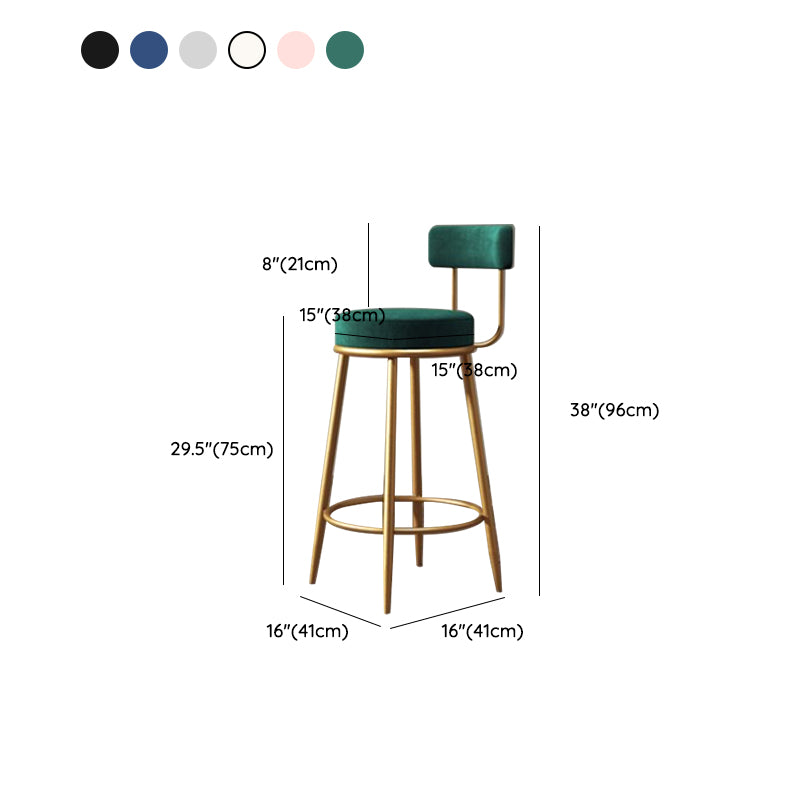 Glam Style Bar Stool Upholstered Bar Stools for Dining Room with Gold Frame