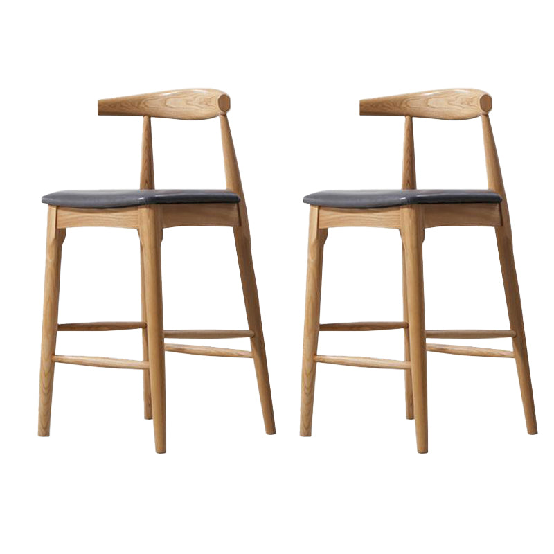 Faux Leather Dining Stools Industrial Style Bar Stool with Solid Wood Base