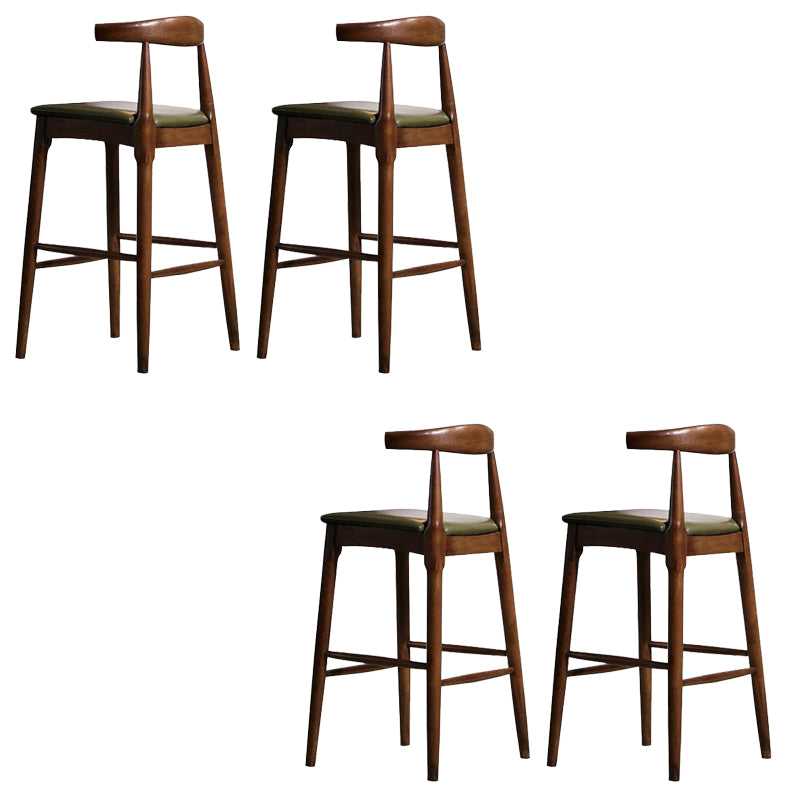 Faux Leather Dining Stools Industrial Style Bar Stool with Solid Wood Base