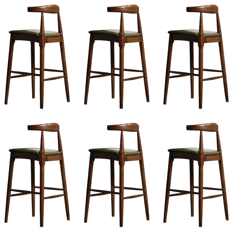 Faux Leather Dining Stools Industrial Style Bar Stool with Solid Wood Base