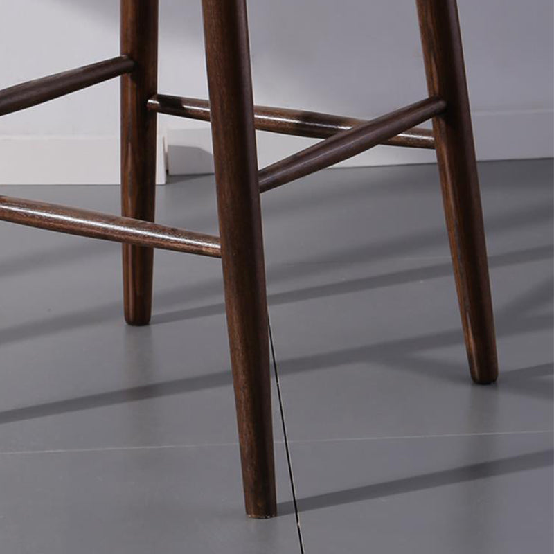 Faux Leather Dining Stools Industrial Style Bar Stool with Solid Wood Base