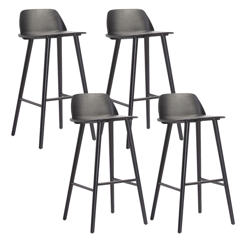 Modern Low Back Barstool Wooden Counter Bar Stool with Wood Legs